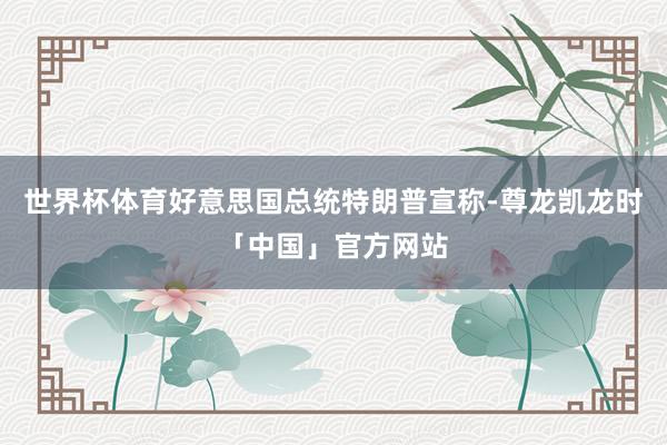 世界杯体育好意思国总统特朗普宣称-尊龙凯龙时「中国」官方网站