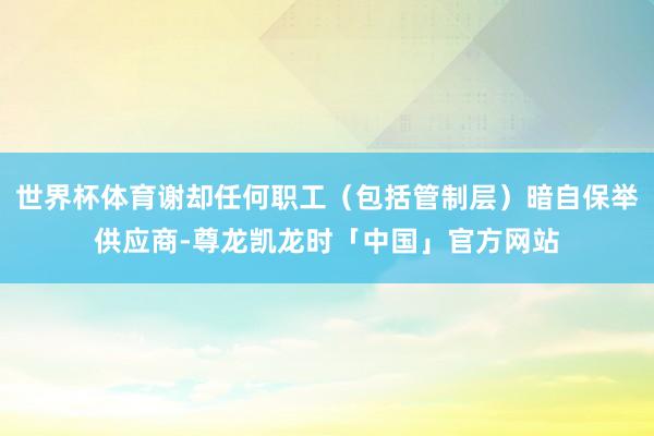 世界杯体育谢却任何职工（包括管制层）暗自保举供应商-尊龙凯龙时「中国」官方网站