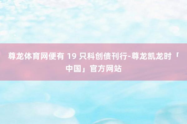 尊龙体育网便有 19 只科创债刊行-尊龙凯龙时「中国」官方网站