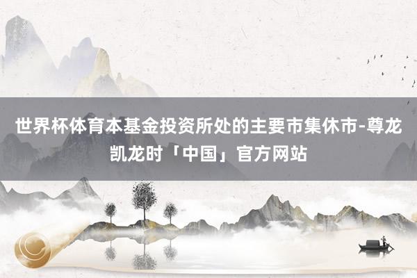 世界杯体育本基金投资所处的主要市集休市-尊龙凯龙时「中国」官方网站