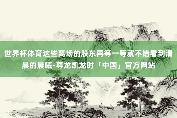 世界杯体育这些离场的股东再等一等就不错看到清晨的晨曦-尊龙凯龙时「中国」官方网站