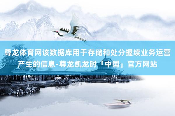 尊龙体育网该数据库用于存储和处分握续业务运营产生的信息-尊龙凯龙时「中国」官方网站