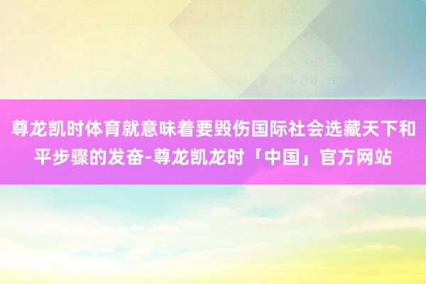 尊龙凯时体育就意味着要毁伤国际社会选藏天下和平步骤的发奋-尊龙凯龙时「中国」官方网站