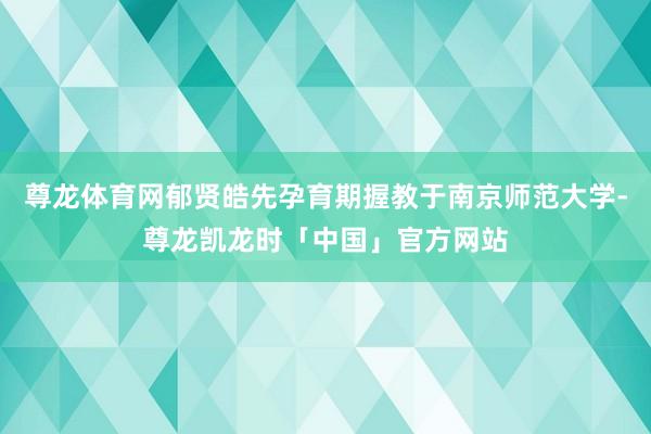 尊龙体育网郁贤皓先孕育期握教于南京师范大学-尊龙凯龙时「中国」官方网站