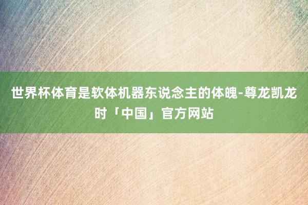 世界杯体育是软体机器东说念主的体魄-尊龙凯龙时「中国」官方网站